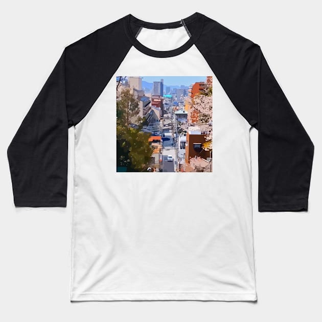 Street in Japan 4 Baseball T-Shirt by Playful Creatives